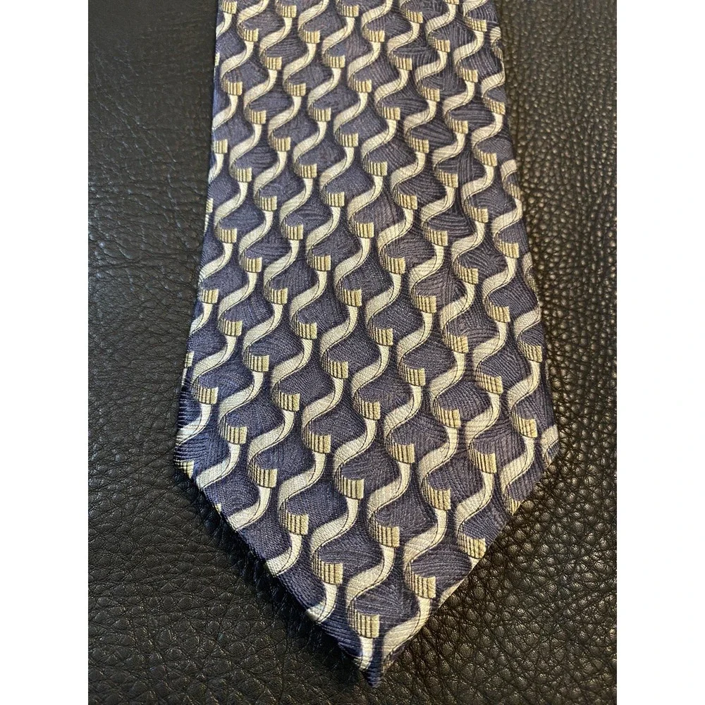 Bardelli Roma Mens Necktie Black Tan Geometric 100% Silk Made In Italy Classic